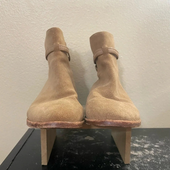 Joie Flat Booties Presley Suede Leather Tan Boho Country Size 38.5 US 8.5 - Picture 3 of 9